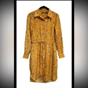 Lauren Ralph Lauren Shirt Dress Size 4 Petite Yellow Floral